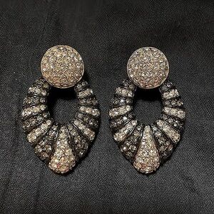Swarovski Vintage Clip On Earrings. Black & White Crystals! Perfect Condition!